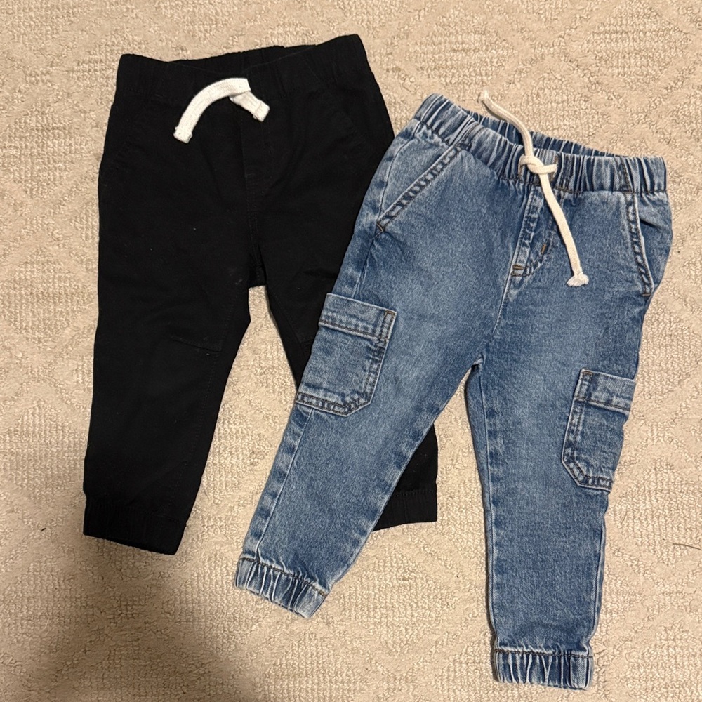 2 Pair Cat & Jack Black and Jean Kids Joggers/Jeans